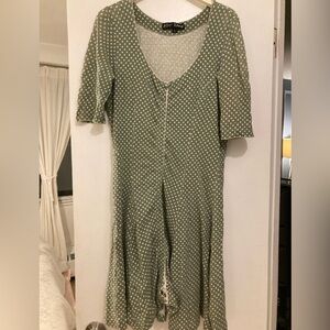 Vintage Betsey Johnson Safe Green Polka Dot Dress